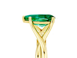 Yellow gold Pear Cut Emerald Solitaire Twist Band Prong Setting Ring_41