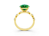 Yellow gold Pear Cut Emerald Solitaire Twisted Band with Round  Accents and Prong Setting_15