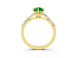 Yellow gold Pear Cut Emerald Solitaire with Side Baguettes and Channel Set Band_3