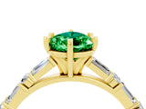 Yellow gold Pear Cut Emerald Solitaire with Side Baguettes and Channel Set Band_4