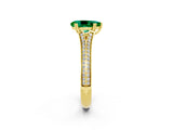 Yellow gold Pear Cut Emerald Split Shank Engagement Ring with Pavé Band_2