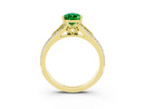 Yellow gold Pear Cut Emerald Split Shank Engagement Ring with Pavé Band_3