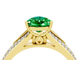Yellow gold Pear Cut Emerald Split Shank Engagement Ring with Pavé Band_4