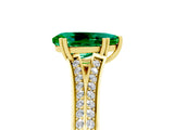 Yellow gold Pear Cut Emerald Split Shank Engagement Ring with Pavé Band_5