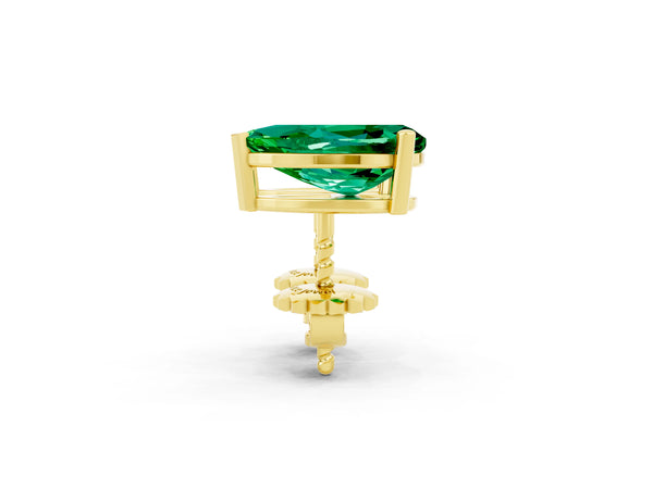 Yellow gold Pear Cut Emerald Stud Earrings