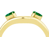 Yellow gold Pear Cut Emerald Two-Stone Open Band Ring with Prong Setting_10