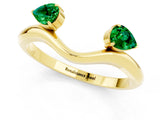Yellow gold Pear Cut Emerald Two-Stone Open Band Ring with Prong Setting_7