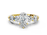 Yellow gold Pear Cut Five-Stone Prong Set Diamond Ring with Classic Band_44