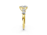 Yellow gold Pear Cut Five-Stone Prong Set Diamond Ring with Classic Band_46