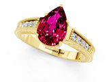 Yellow gold Pear Cut Garnet Engagement Ring with Milgrain Channel Set Band and Prong Setting_1