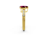Yellow gold Pear Cut Garnet Engagement Ring with Milgrain Channel Set Band and Prong Setting_2