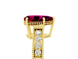 Yellow gold Pear Cut Garnet Engagement Ring with Milgrain Channel Set Band and Prong Setting_5