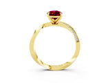 Yellow gold Pear Cut Garnet Engagement Ring with Side Stone Accents and Four-Prong Setting_30