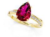 Yellow gold Pear Cut Garnet Engagement Ring with Side Stone Accents and Four-Prong Setting_61
