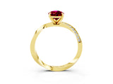 Yellow gold Pear Cut Garnet Engagement Ring with Side Stone Accents and Four-Prong Setting_63