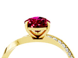 Yellow gold Pear Cut Garnet Engagement Ring with Side Stone Accents and Four-Prong Setting_64