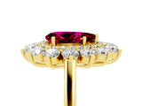 Yellow gold Pear Cut Garnet Floral Double Halo Engagement Ring with Prong Setting_65