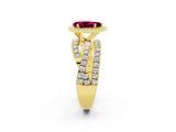Yellow gold Pear Cut Garnet Halo Ring with Round Split Shank and Prong Setting_50