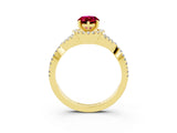 Yellow gold Pear Cut Garnet  Halo Twist Band Solitaire Prong Setting Ring_27