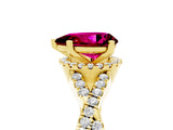 Yellow gold Pear Cut Garnet  Halo Twist Band Solitaire Prong Setting Ring_29