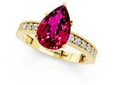 Yellow gold Pear Cut Garnet Milgrain Pavé Engagement Ring with Four-Prong Setting_1