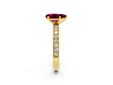 Yellow gold Pear Cut Garnet Milgrain Pavé Engagement Ring with Four-Prong Setting_2