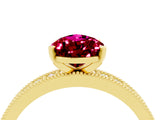 Yellow gold Pear Cut Garnet Milgrain Pavé Engagement Ring with Four-Prong Setting_4