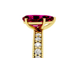 Yellow gold Pear Cut Garnet Milgrain Pavé Engagement Ring with Four-Prong Setting_5