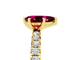 Yellow gold Pear Cut Garnet Pavé Solitaire Ring with Round Band and Prong Setting_29