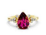 Yellow gold Pear Cut Garnet Ring with Side Stones and Four-Prong Setting_36