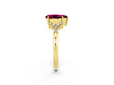 Yellow gold Pear Cut Garnet Ring with Side Stones and Four-Prong Setting_38