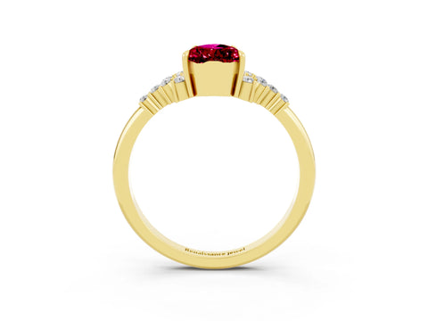 Yellow gold Pear Cut Garnet Ring with Side Stones and Four-Prong Setting_39