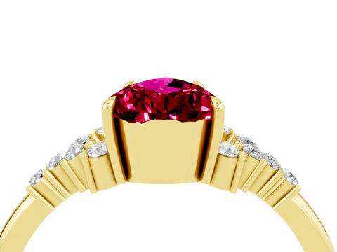 Yellow gold Pear Cut Garnet Ring with Side Stones and Four-Prong Setting_40