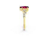 Yellow gold Pear Cut Garnet Scattered Round Accent Ring with Prong Setting_14