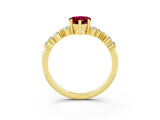 Yellow gold Pear Cut Garnet Scattered Round Accent Ring with Prong Setting_15