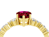 Yellow gold Pear Cut Garnet Scattered Round Accent Ring with Prong Setting_16