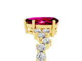 Yellow gold Pear Cut Garnet Scattered Round Accent Ring with Prong Setting_17