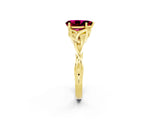 Yellow gold Pear Cut Garnet Solitaire Celtic Knot Ring with Four-Prong Setting_14