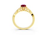 Yellow gold Pear Cut Garnet Solitaire Celtic Knot Ring with Four-Prong Setting_15