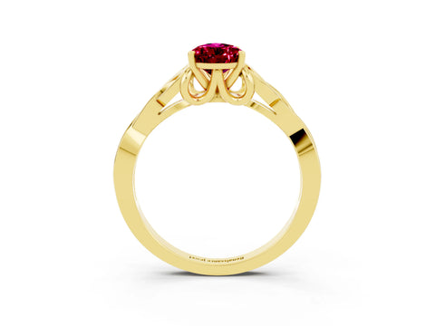 Yellow gold Pear Cut Garnet Solitaire Celtic Knot Ring with Four-Prong Setting_15