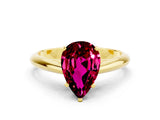 Yellow gold Pear Cut Garnet Solitaire Engagement Ring with Cathedral Setting and Four-Prong Mount_24
