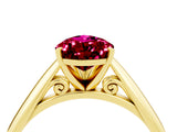 Yellow gold Pear Cut Garnet Solitaire Engagement Ring with Cathedral Setting and Four-Prong Mount_28