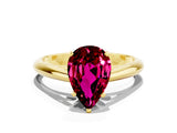 Yellow gold Pear Cut Garnet Solitaire Engagement Ring with Cathedral Setting and Four-Prong Mount_84