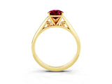 Yellow gold Pear Cut Garnet Solitaire Engagement Ring with Cathedral Setting and Four-Prong Mount_87