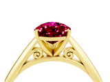 Yellow gold Pear Cut Garnet Solitaire Engagement Ring with Cathedral Setting and Four-Prong Mount_88