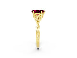 Yellow gold Pear Cut Garnet Solitaire Engagement Ring with Celtic Knot Band and Four-Prong Setting_2