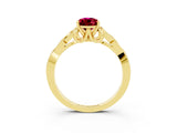 Yellow gold Pear Cut Garnet Solitaire Engagement Ring with Celtic Knot Band and Four-Prong Setting_3