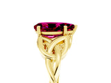 Yellow gold Pear Cut Garnet Solitaire Engagement Ring with Celtic Knot Band and Four-Prong Setting_5