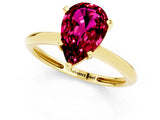 Yellow gold Pear Cut Garnet Solitaire Engagement Ring with Classic Band and Four-Prong Setting_25