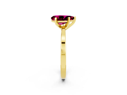 Yellow gold Pear Cut Garnet Solitaire Engagement Ring with Classic Band and Four-Prong Setting_38